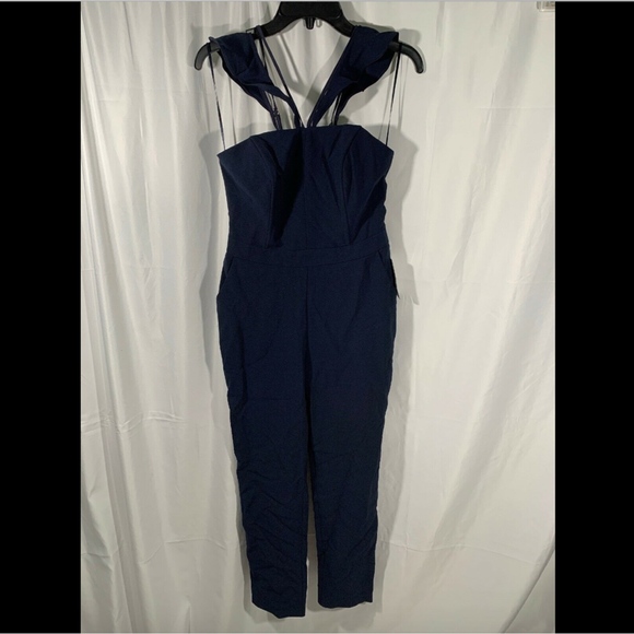 NWT Adelyn Rae Flutter Neck Jumpsuit in Navy Blue - Picture 3 of 8